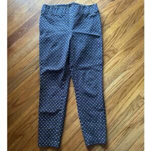 Classic Print Talbots Essex Ankle Pants Blue Gold Geometric 8